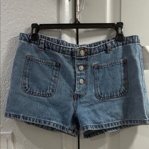 Levi’s Classic Vintage Blue Denim Women’s Shorts with Front Button Detail